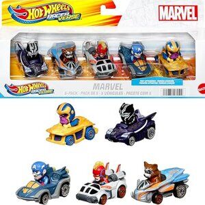 Hot Wheels Racerverse, Set Of 5 Cars With Marvel Characters - New in box!